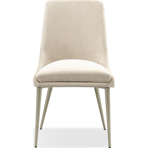 Winston Upholstered Metal Leg Dining Chair in Cream and Champagne