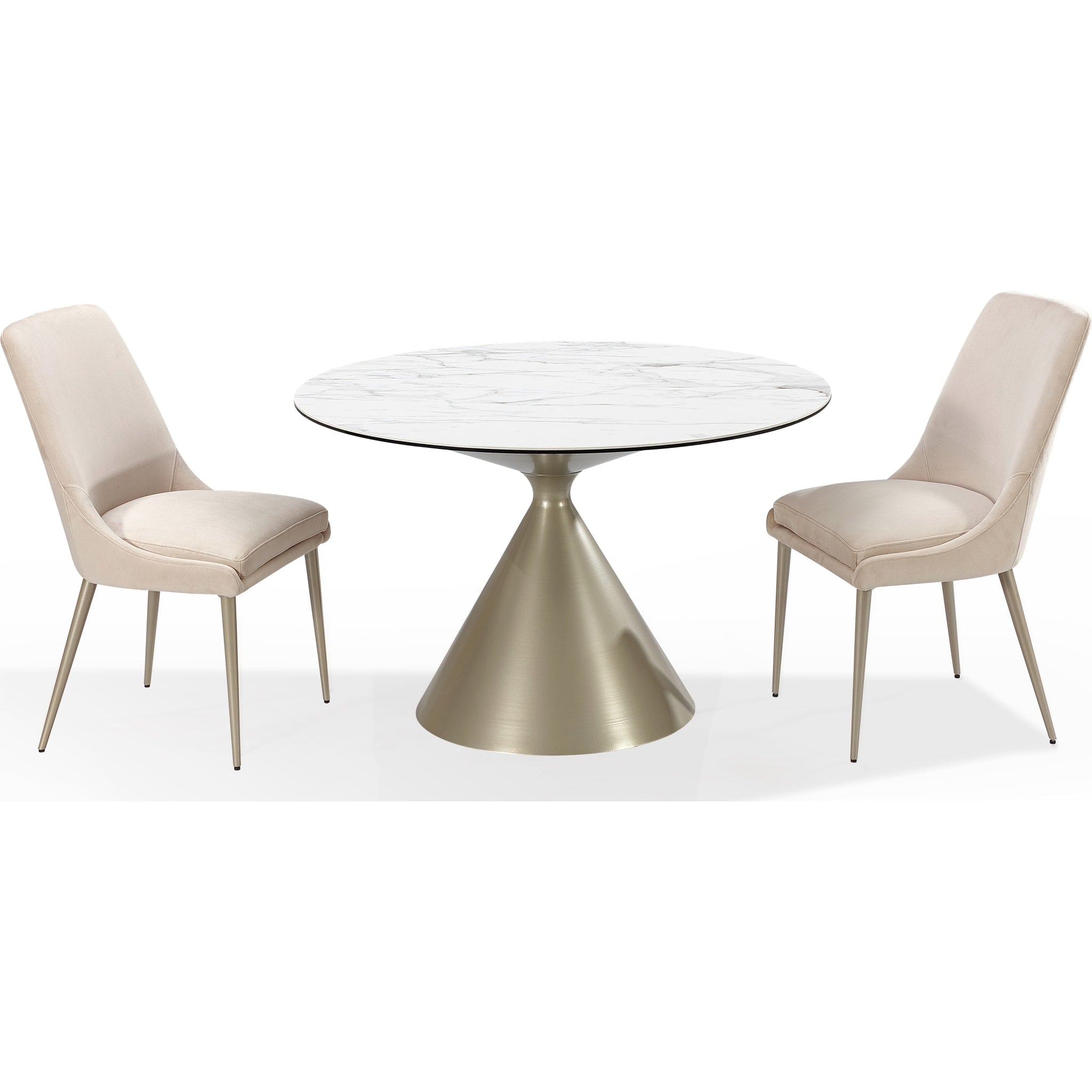 Winston Upholstered Metal Leg Dining Chair in Cream and Champagne