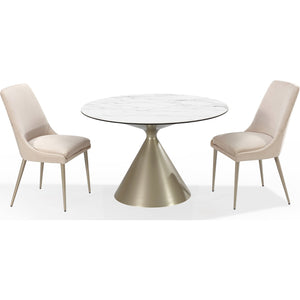 Winston Upholstered Metal Leg Dining Chair in Cream and Champagne