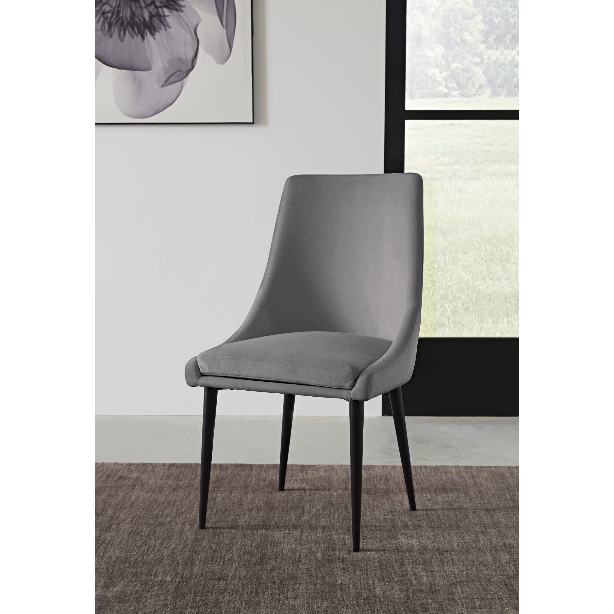 Winston Upholstered Metal Leg Dining Chair in Goose and Black