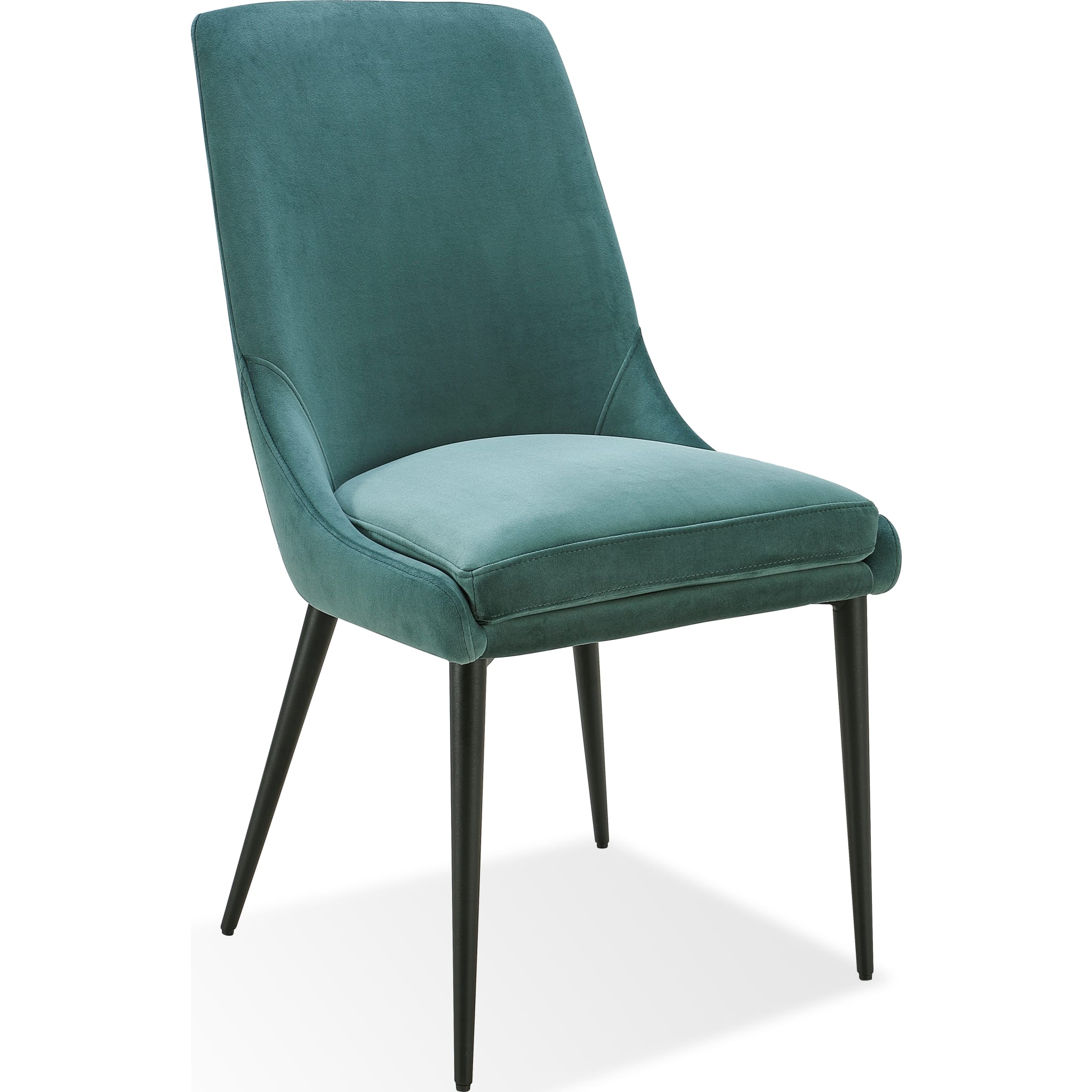 Winston Upholstered Metal Leg Dining Chair in Smoked Green and Black