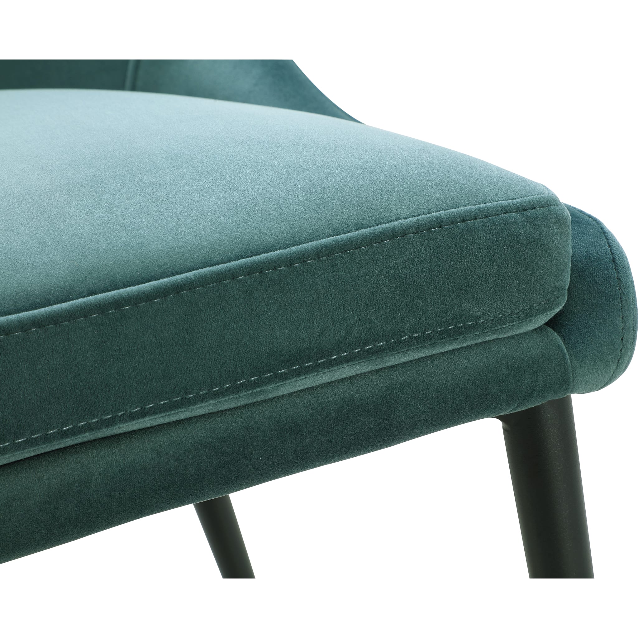 Winston Upholstered Metal Leg Dining Chair in Smoked Green and Black