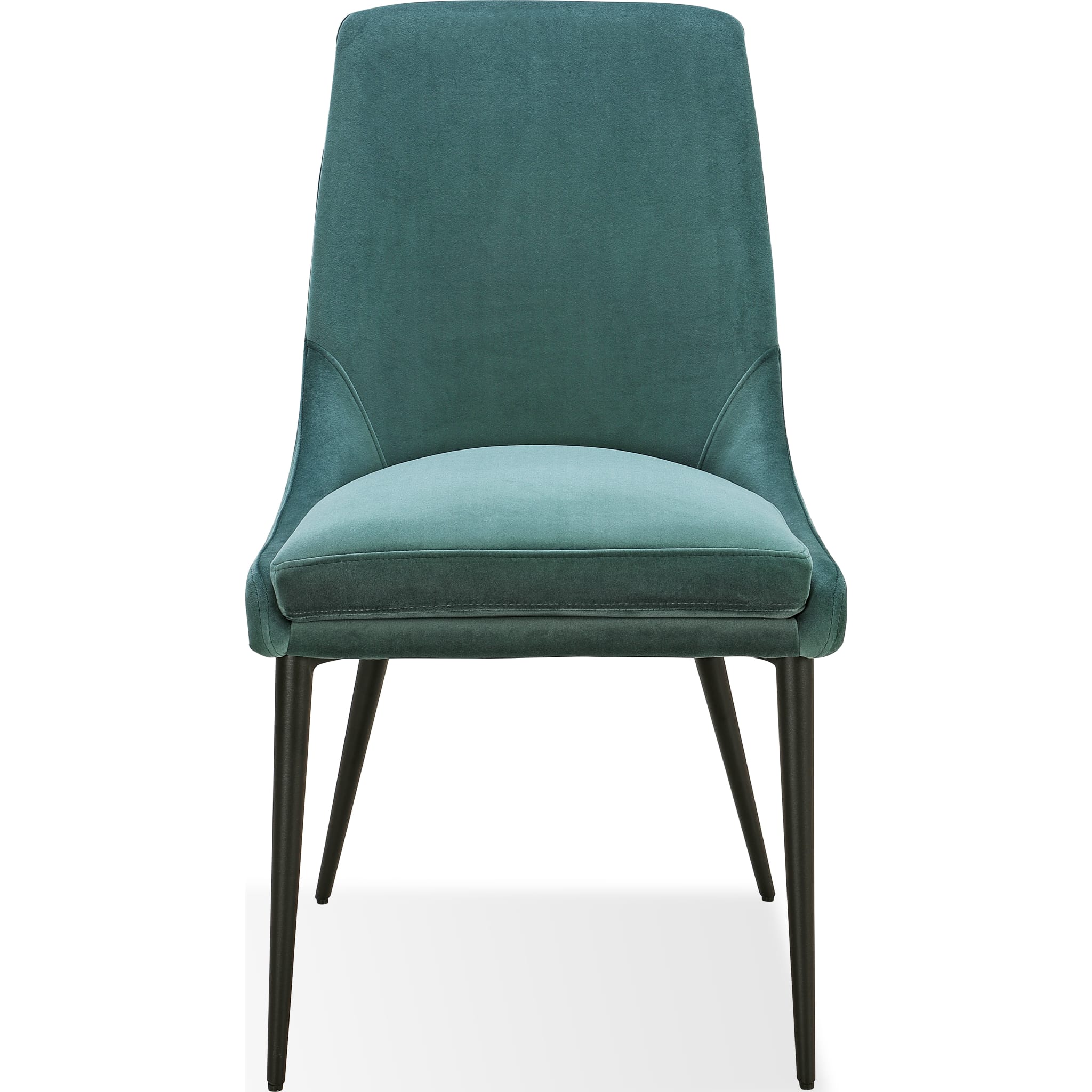 Winston Upholstered Metal Leg Dining Chair in Smoked Green and Black