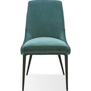 Winston Upholstered Metal Leg Dining Chair in Smoked Green and Black