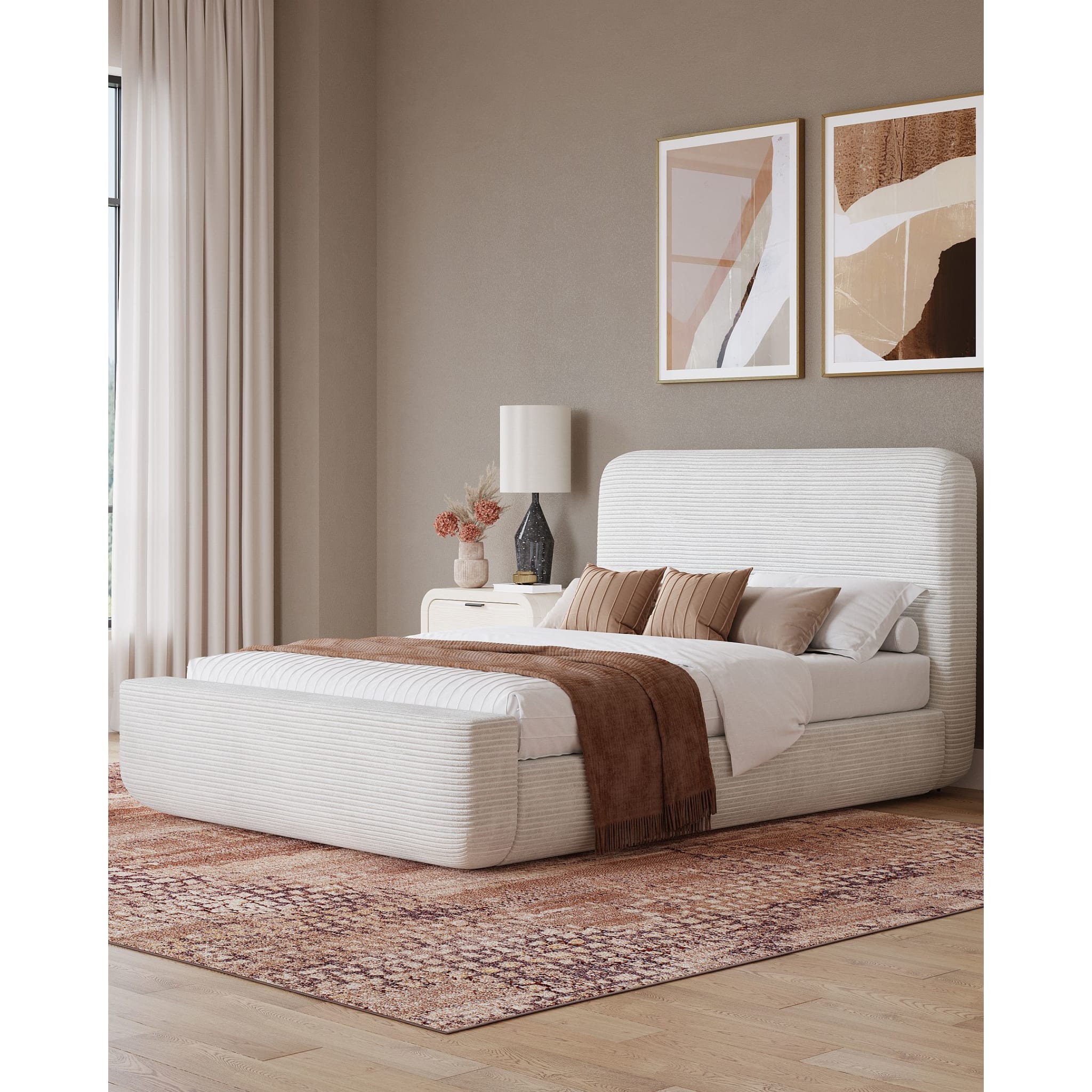 Wisteria Upholstered Platform Bed in Frosty Corduroy