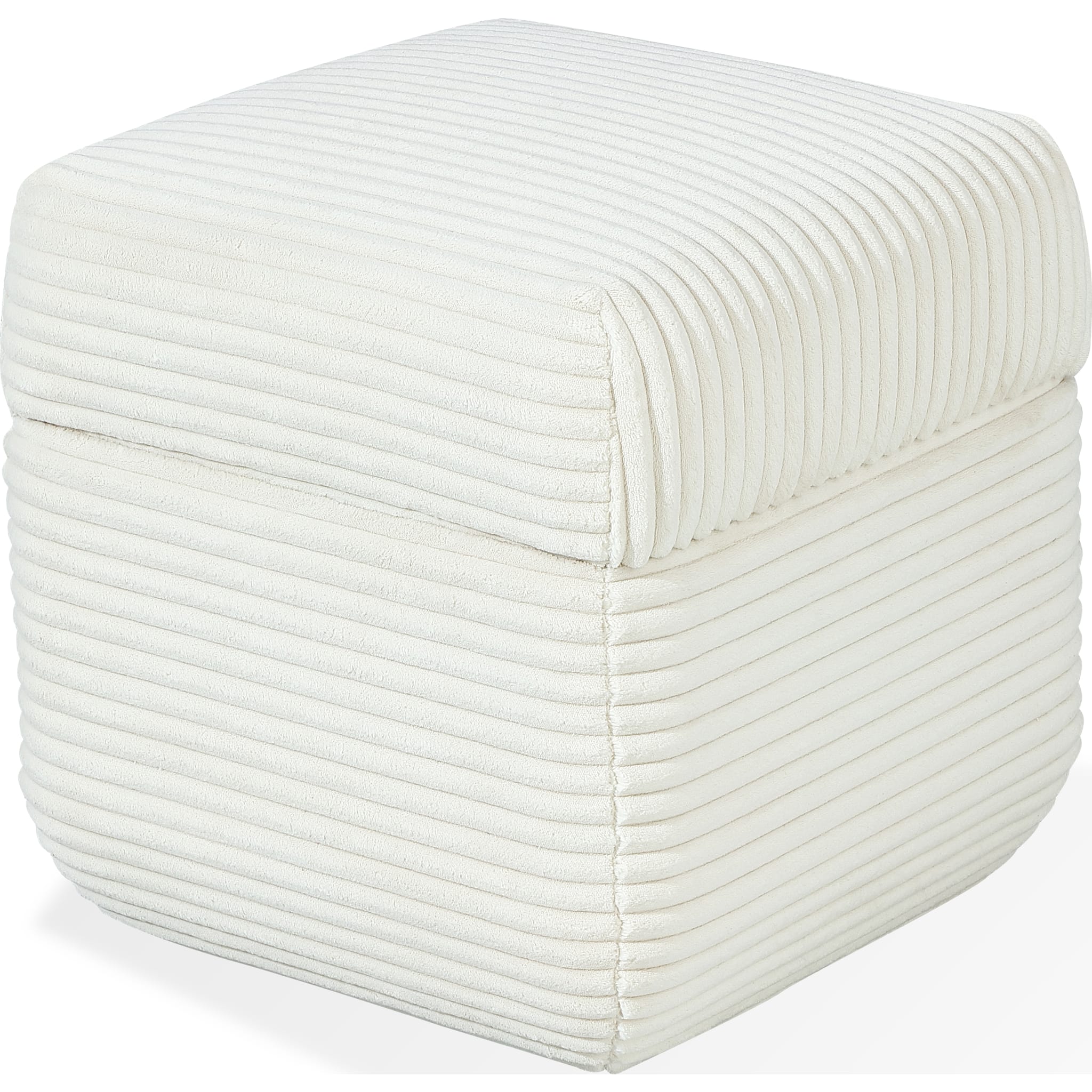 Wisteria Upholstered Storage Ottoman in Frosty Corduroy