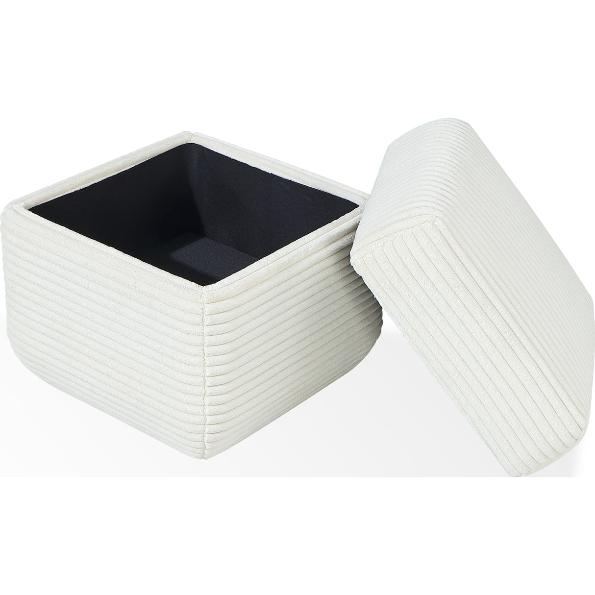 Wisteria Upholstered Storage Ottoman in Frosty Corduroy