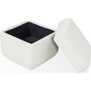 Wisteria Upholstered Storage Ottoman in Frosty Corduroy