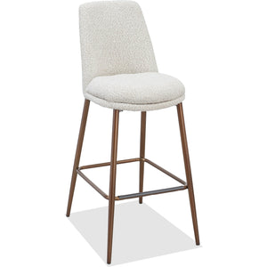Wyatt Upholstered Bar Stool in Ricotta Boucle and Bronze Metal
