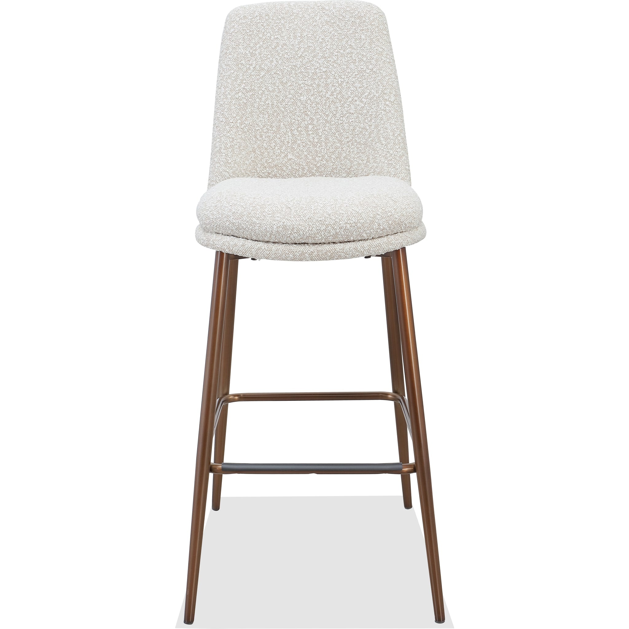 Wyatt Upholstered Bar Stool in Ricotta Boucle and Bronze Metal