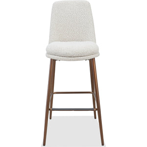Wyatt Upholstered Bar Stool in Ricotta Boucle and Bronze Metal