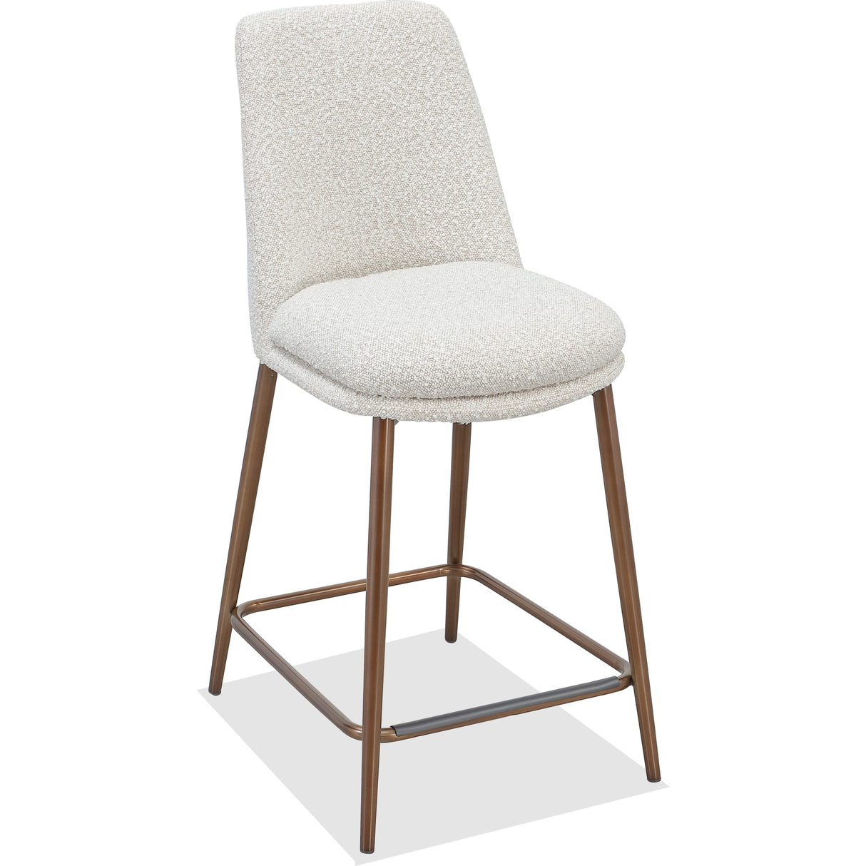 Wyatt Upholstered Counter Stool in Ricotta Boucle and Bronze Metal