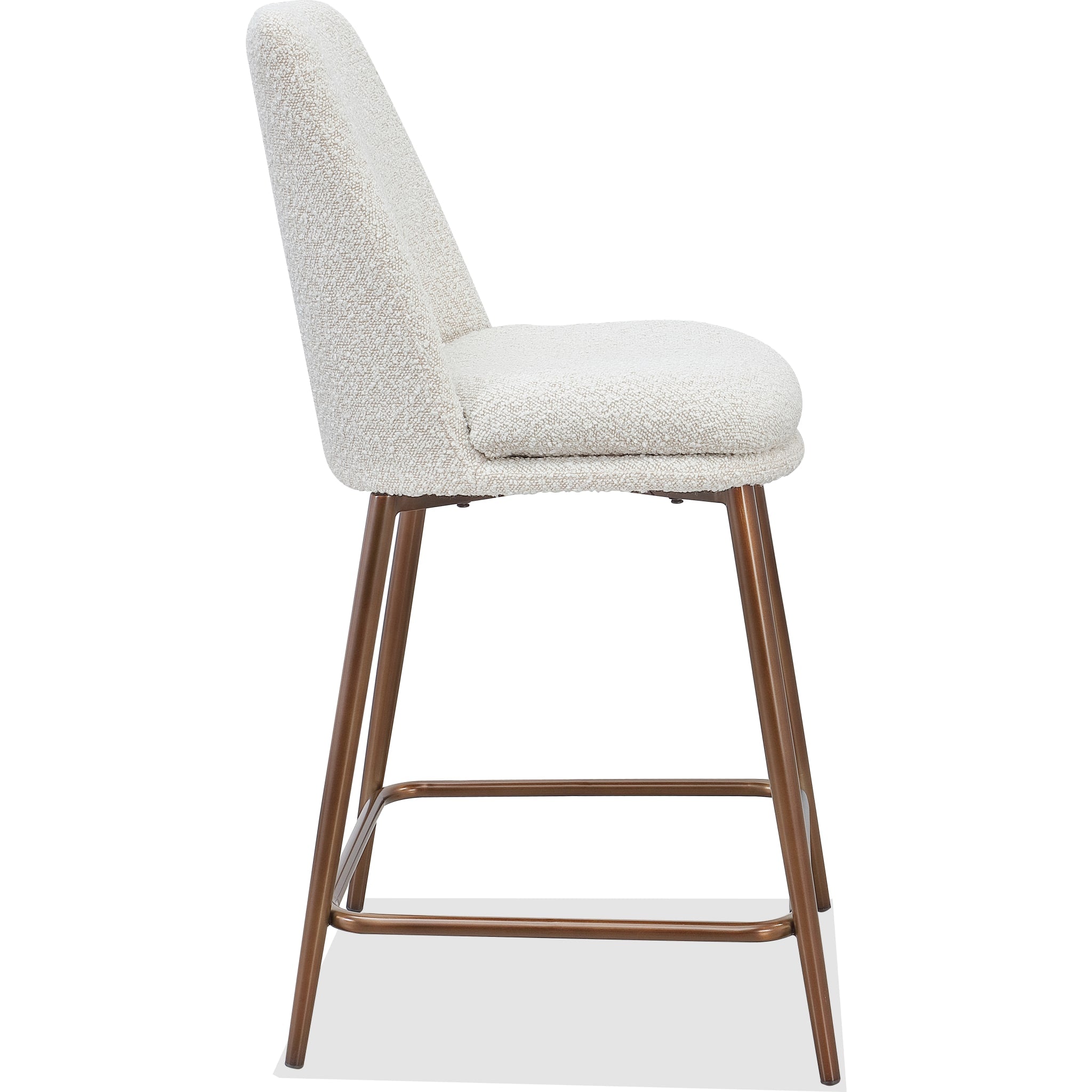 Wyatt Upholstered Counter Stool in Ricotta Boucle and Bronze Metal