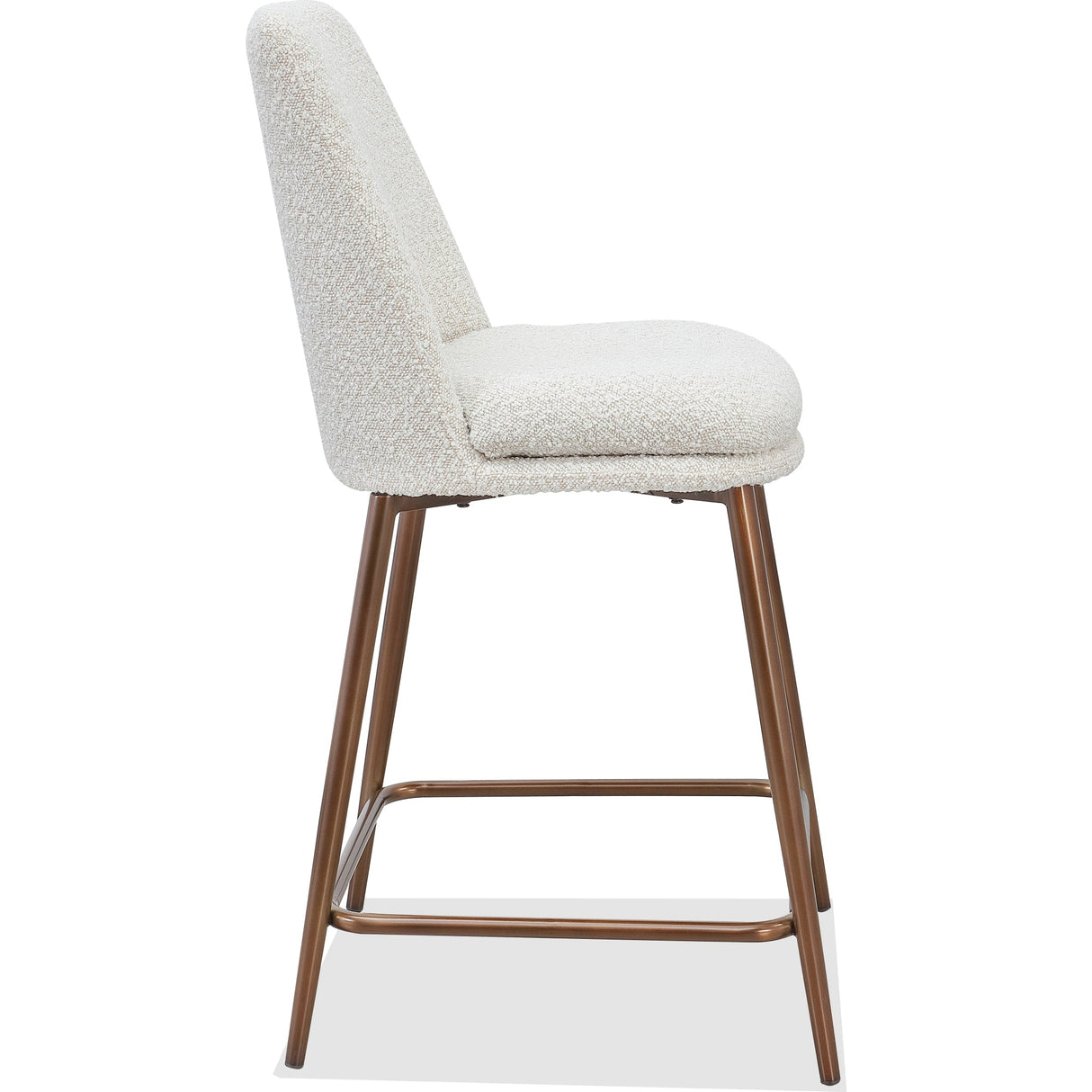 Wyatt Upholstered Counter Stool in Ricotta Boucle and Bronze Metal