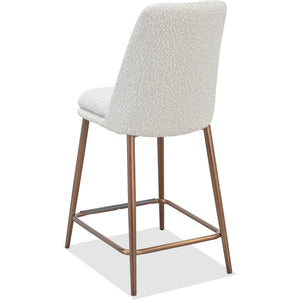 Wyatt Upholstered Counter Stool in Ricotta Boucle and Bronze Metal