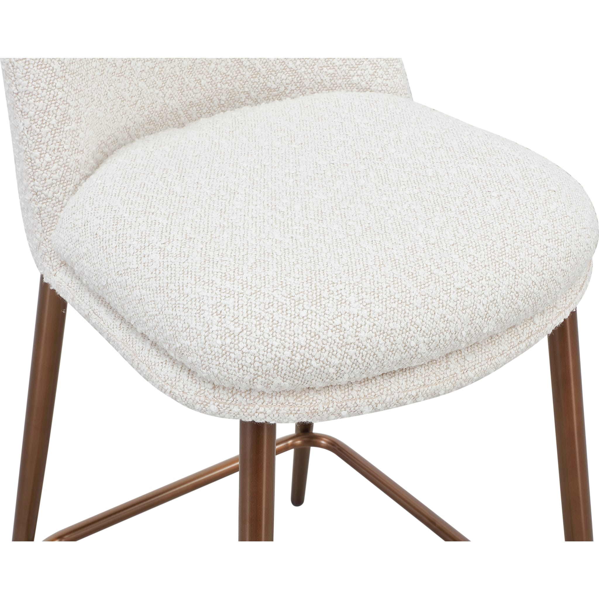 Wyatt Upholstered Counter Stool in Ricotta Boucle and Bronze Metal
