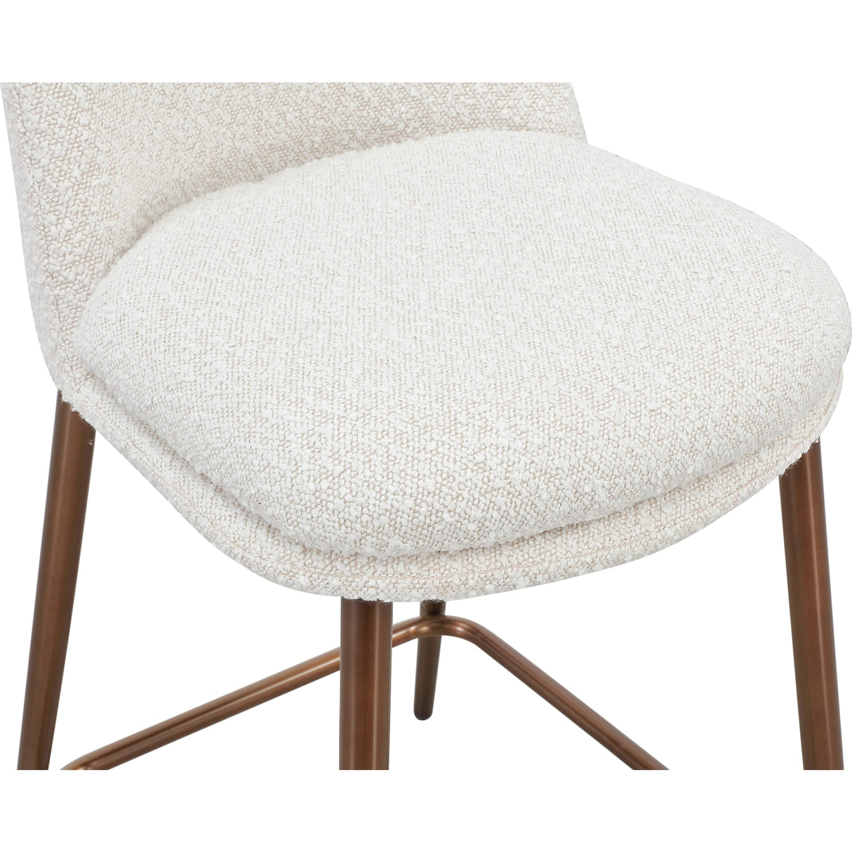 Wyatt Upholstered Counter Stool in Ricotta Boucle and Bronze Metal