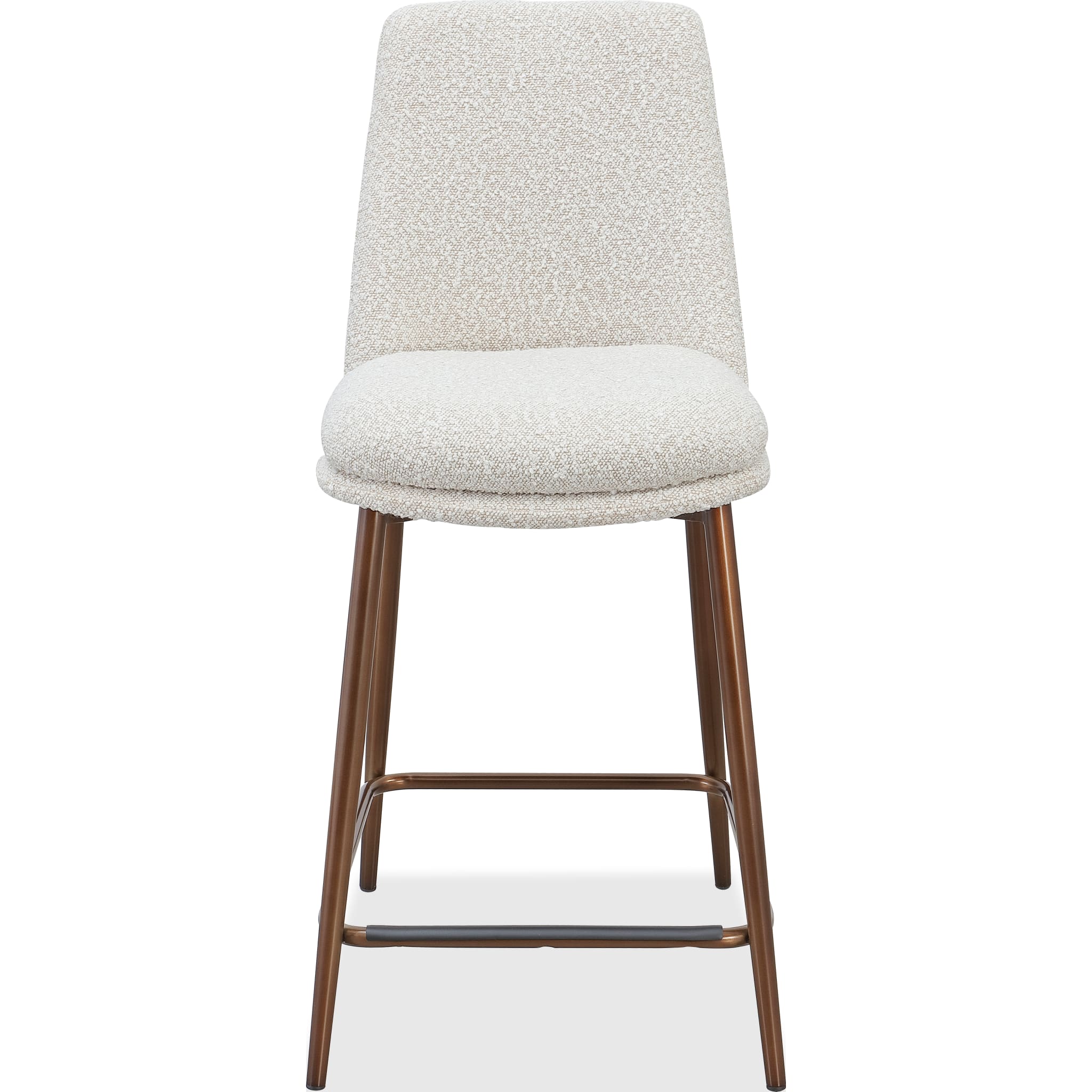 Wyatt Upholstered Counter Stool in Ricotta Boucle and Bronze Metal