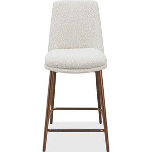 Wyatt Upholstered Counter Stool in Ricotta Boucle and Bronze Metal