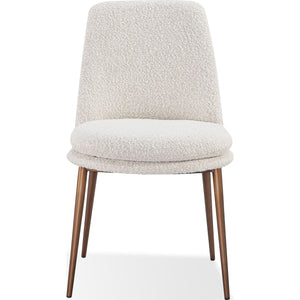 Wyatt Upholstered Dining Chair in Ricotta Boucle and Bronze Metal