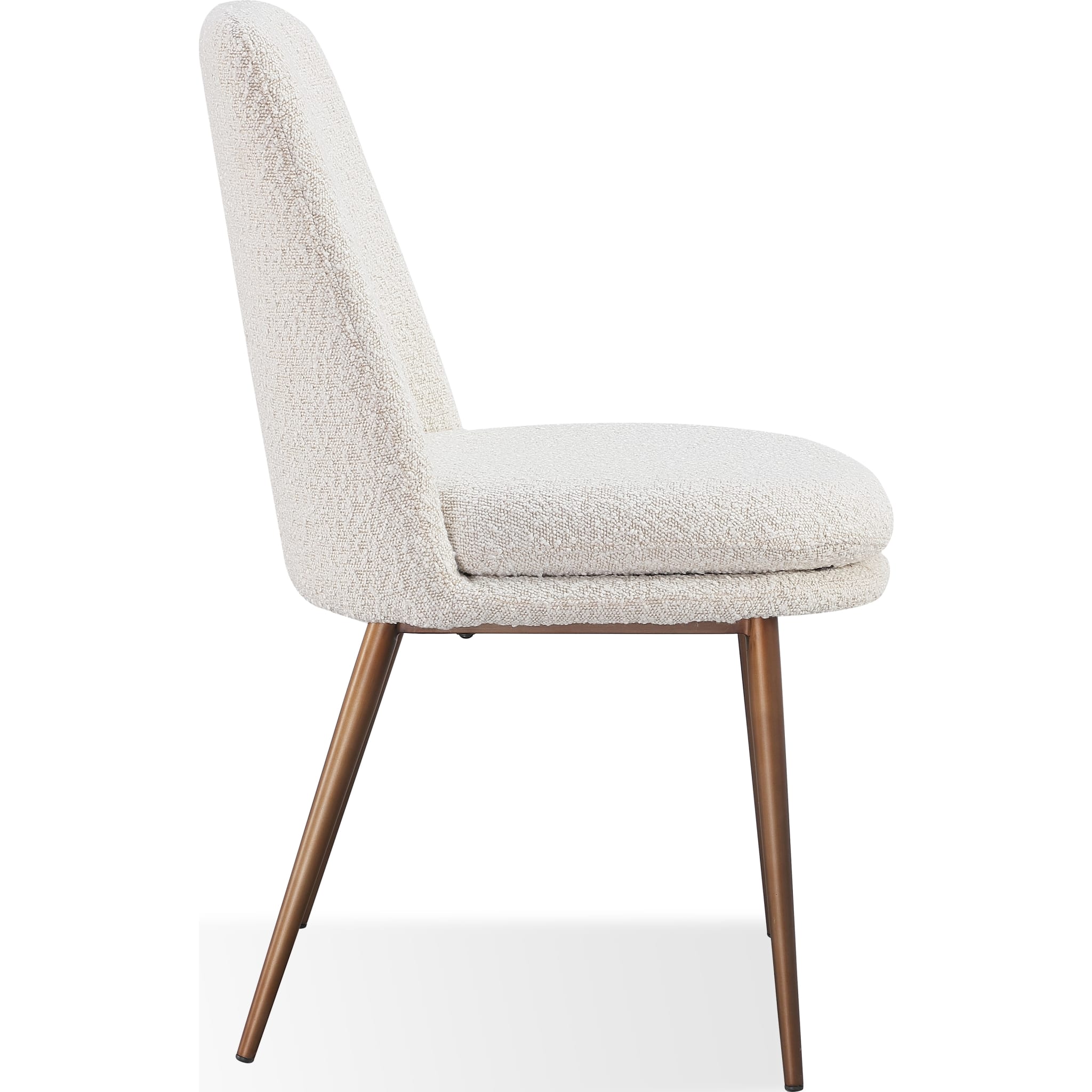 Wyatt Upholstered Dining Chair in Ricotta Boucle and Bronze Metal