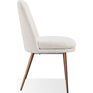 Wyatt Upholstered Dining Chair in Ricotta Boucle and Bronze Metal