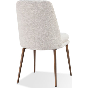 Wyatt Upholstered Dining Chair in Ricotta Boucle and Bronze Metal