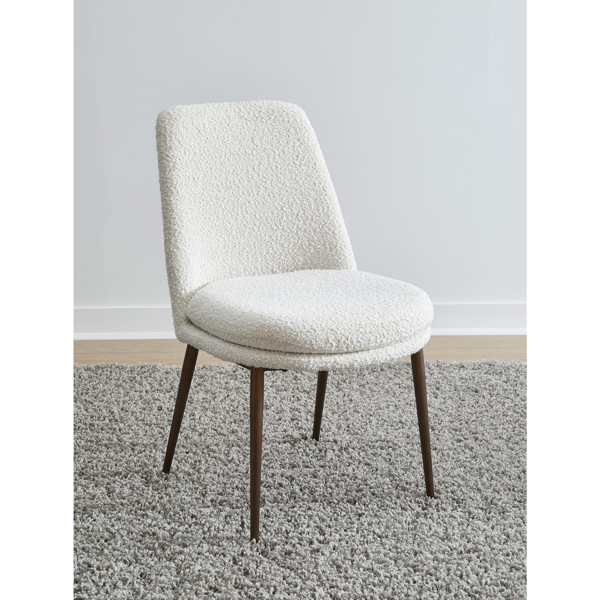 Wyatt Upholstered Dining Chair in Ricotta Boucle and Bronze Metal