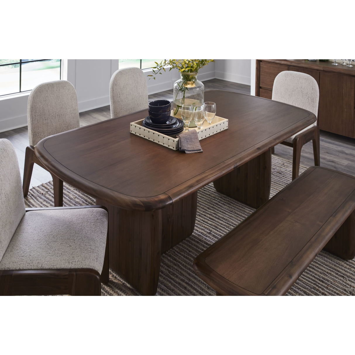 Xolani Rectangular Acacia Wood Pedestal Table in Impala