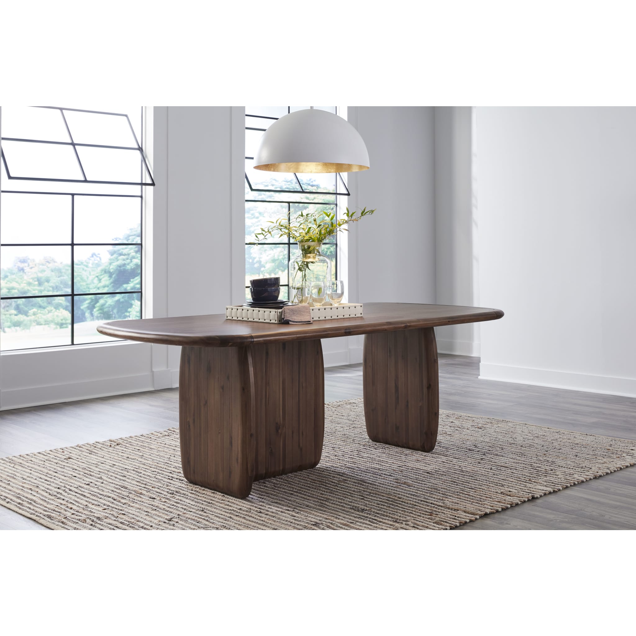 Xolani Rectangular Acacia Wood Pedestal Table in Impala