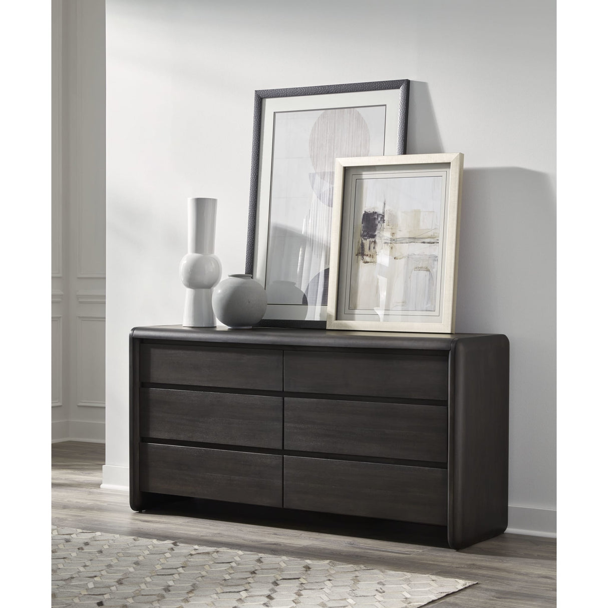 Xolani Six Drawer Acacia Wood Dresser in Jaguar