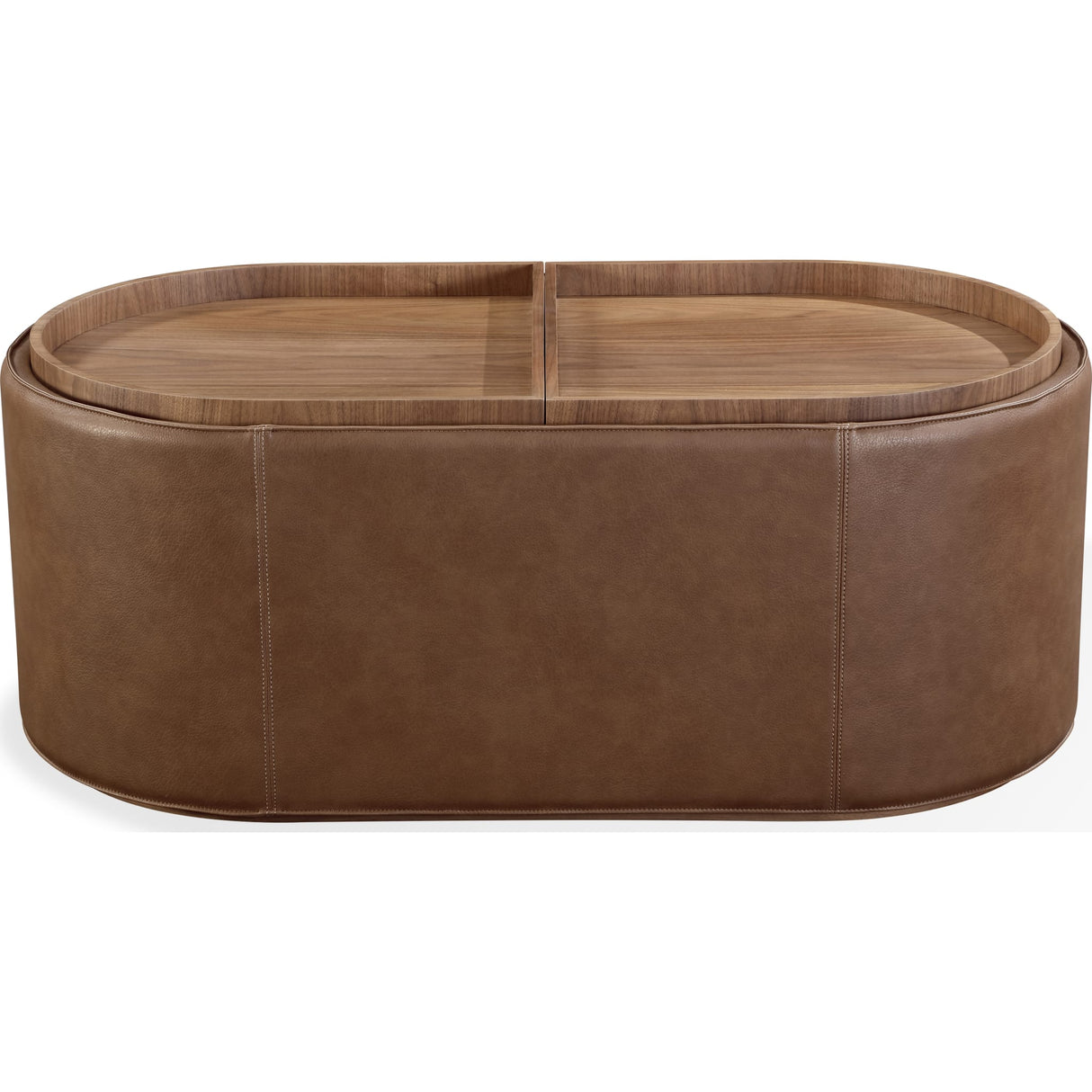 Yeal Leather Upholstered Storage Coffee Table with Wooden Tray Top and Casters