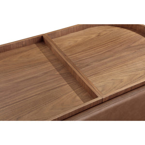 Yeal Leather Upholstered Storage Coffee Table with Wooden Tray Top and Casters