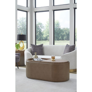 Yeal Leather Upholstered Storage Coffee Table with Wooden Tray Top and Casters