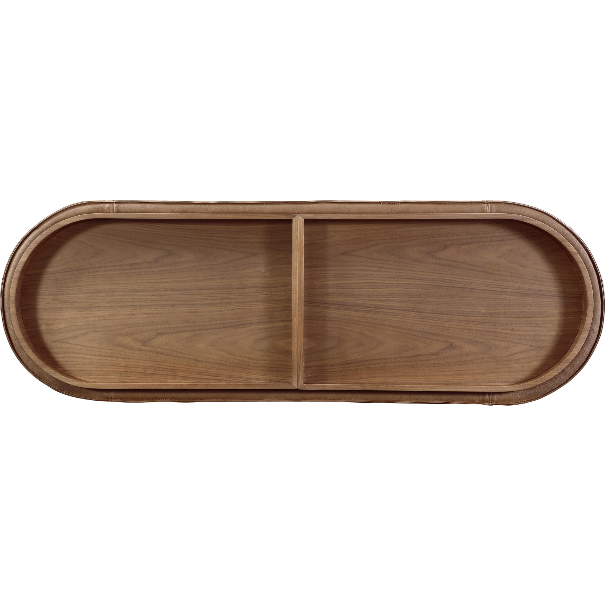 Yeal Leather Upholstered Storage Console Table with Wooden Tray Top