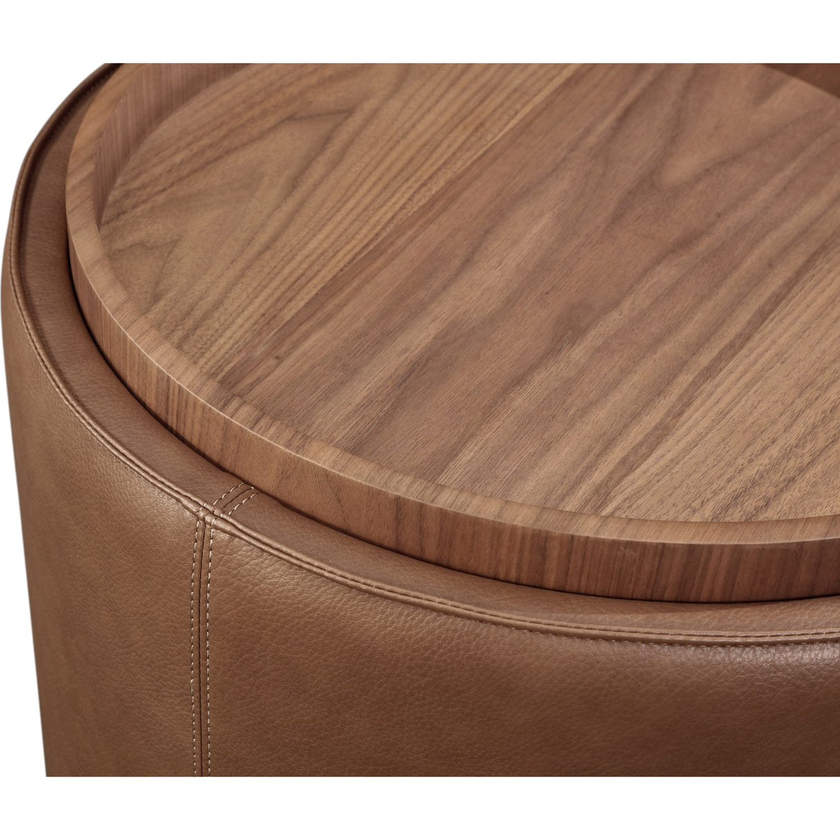 Yeal Leather Upholstered Storage End Table with Wooden Tray Top