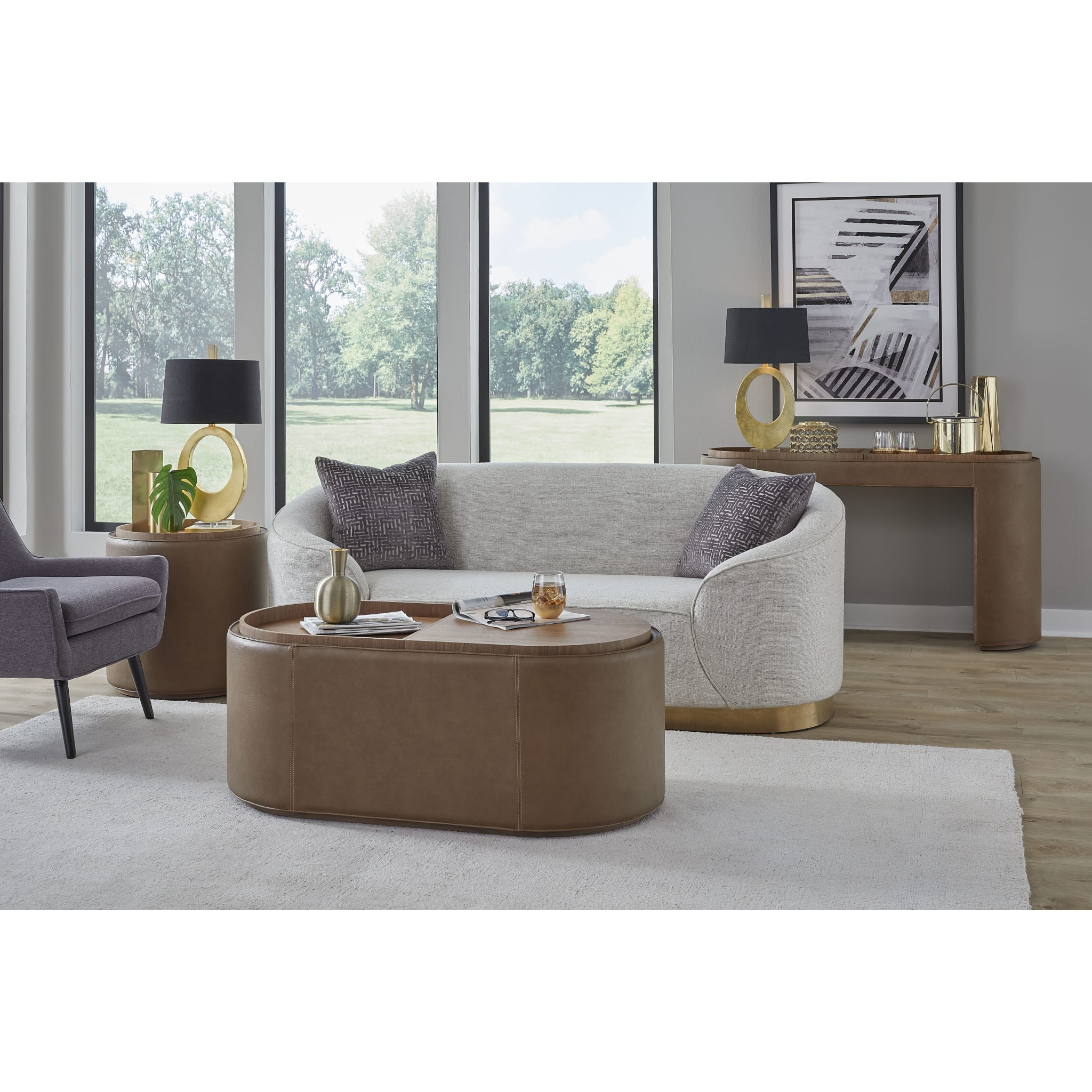 Yeal Leather Upholstered Storage End Table with Wooden Tray Top