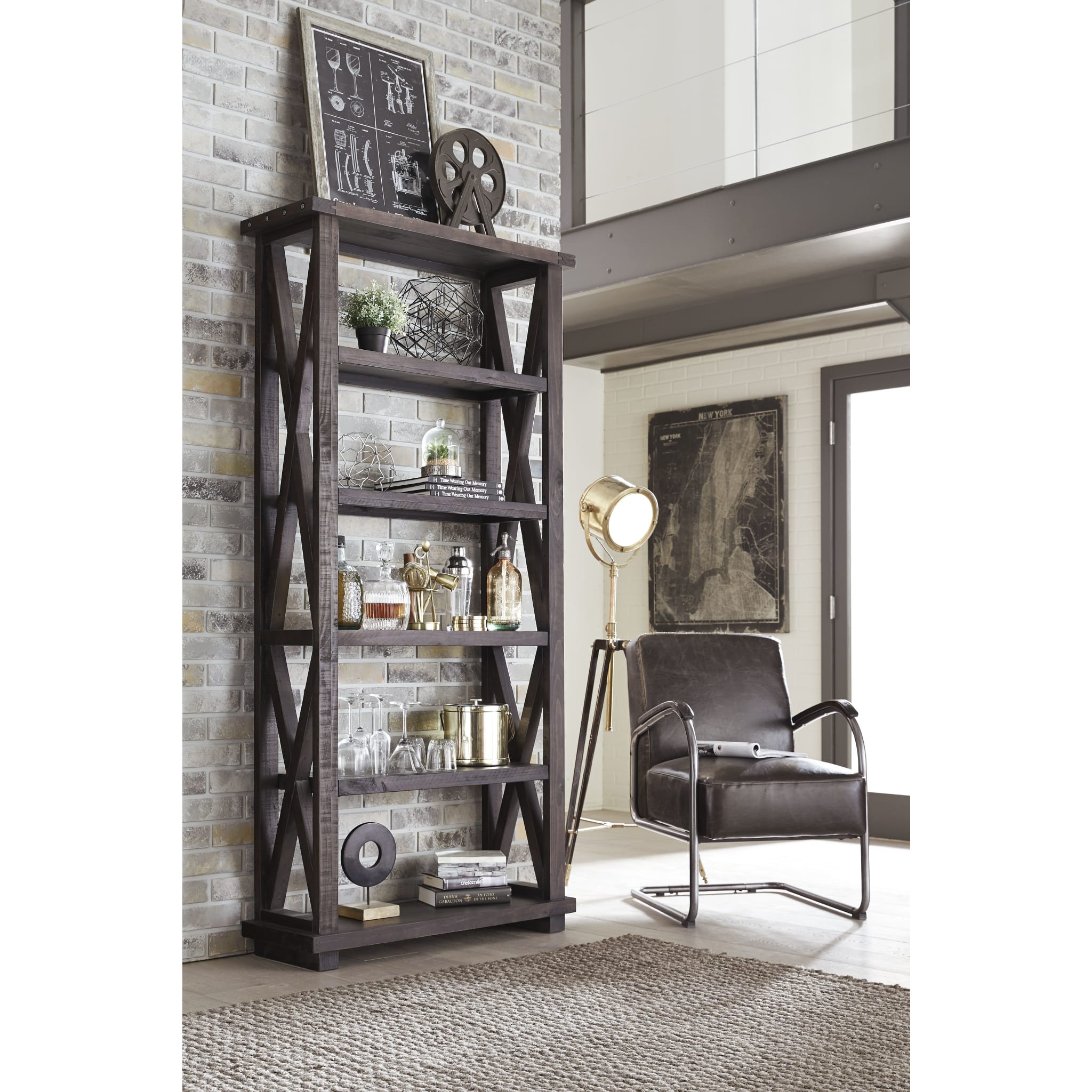 Yosemite Solid Wood 82x39 inch Bookshelf in Cafe