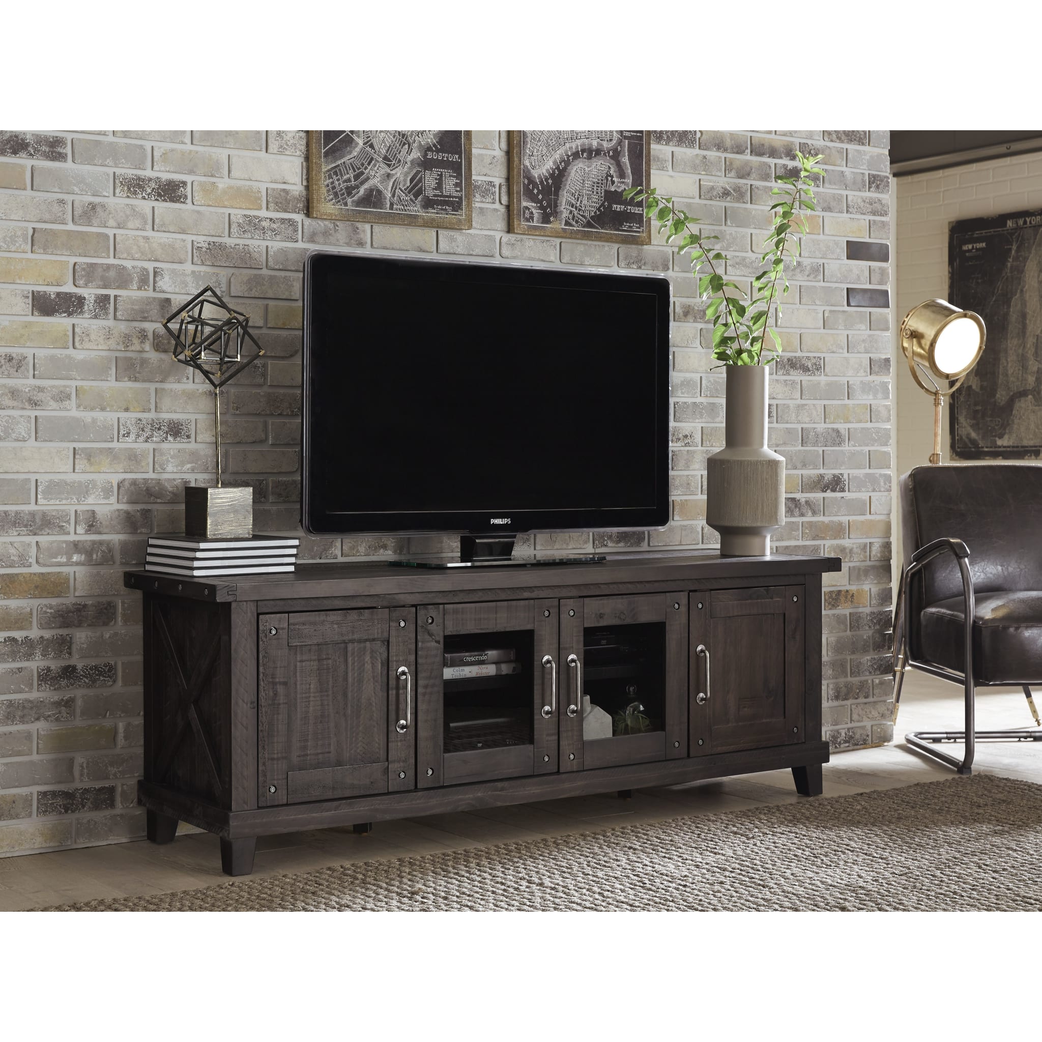 Yosemite Solid Wood Four Door Media Console in Cafe