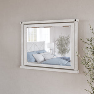 Yosemite Solid Wood Mirror in Rustic White