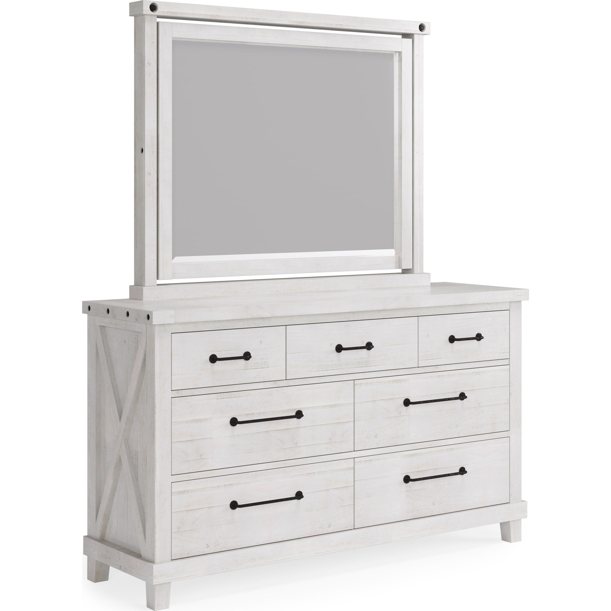 Yosemite Solid Wood Mirror in Rustic White