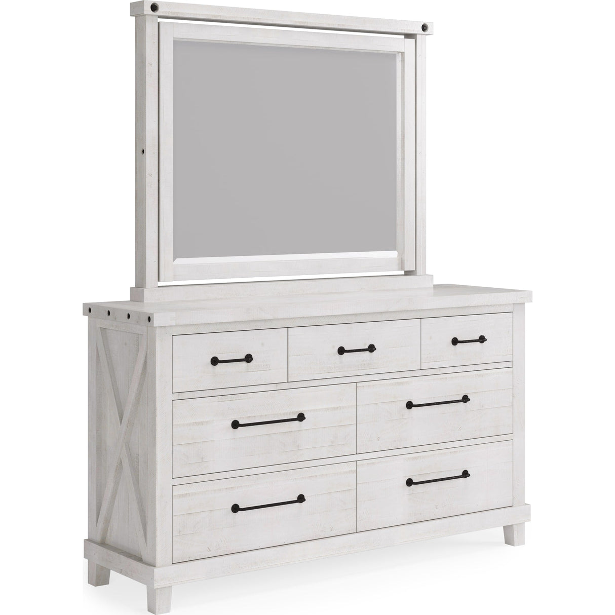 Yosemite Solid Wood Mirror in Rustic White