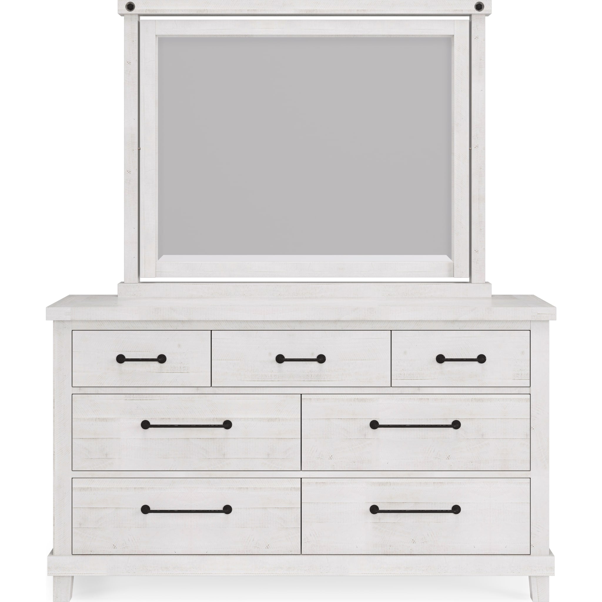 Yosemite Solid Wood Mirror in Rustic White