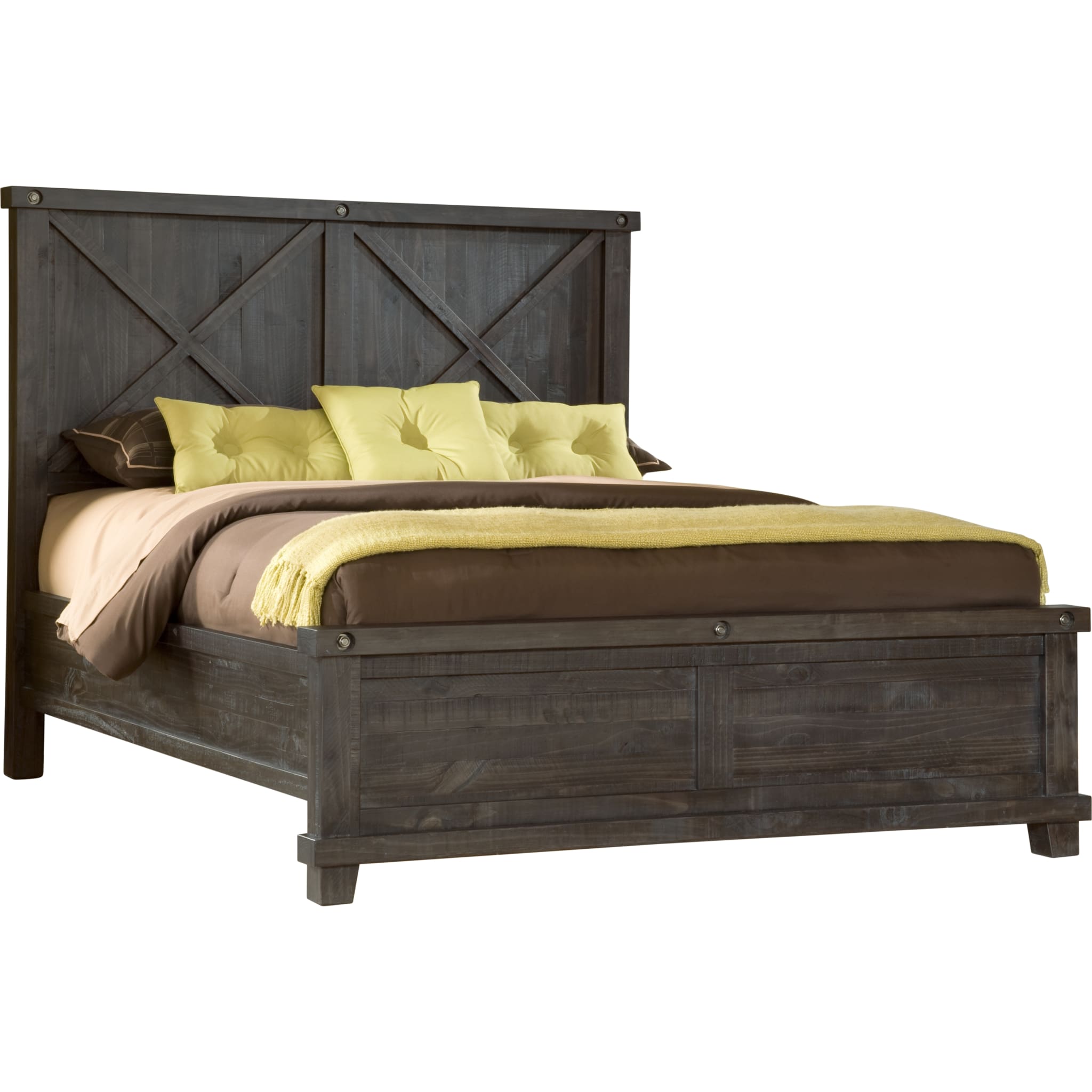 Yosemite Solid Wood Panel Bed in Cafe