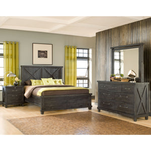 Yosemite Solid Wood Panel Bed in Cafe