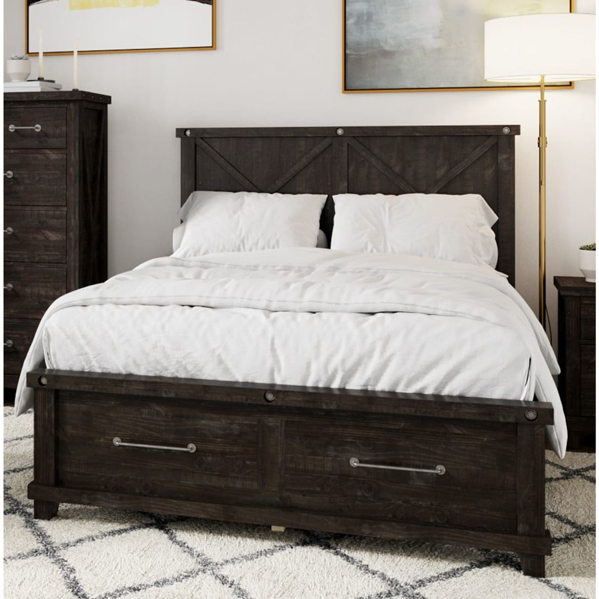 Yosemite Solid Wood Panel Bed in Cafe