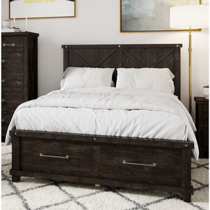 Yosemite Solid Wood Panel Bed in Cafe