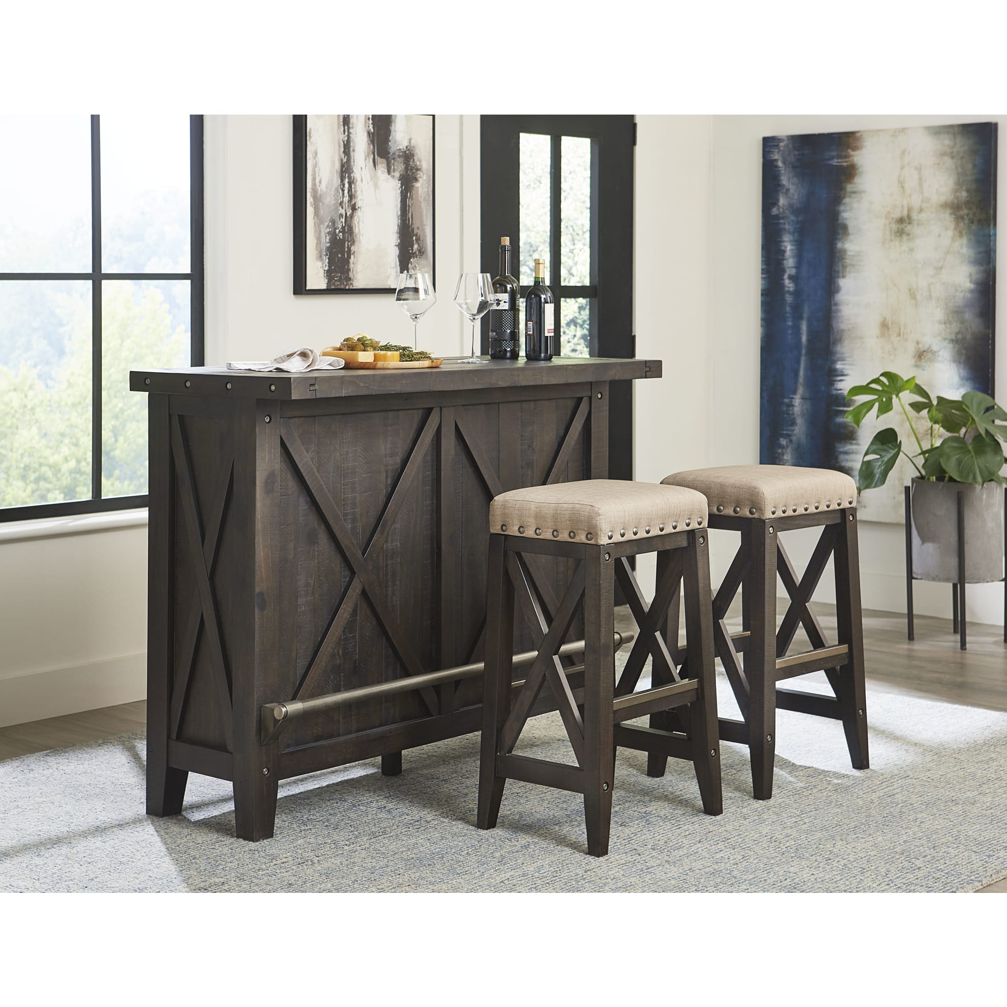 Yosemite Solid Wood Upholstered Bar Stool in Cafe