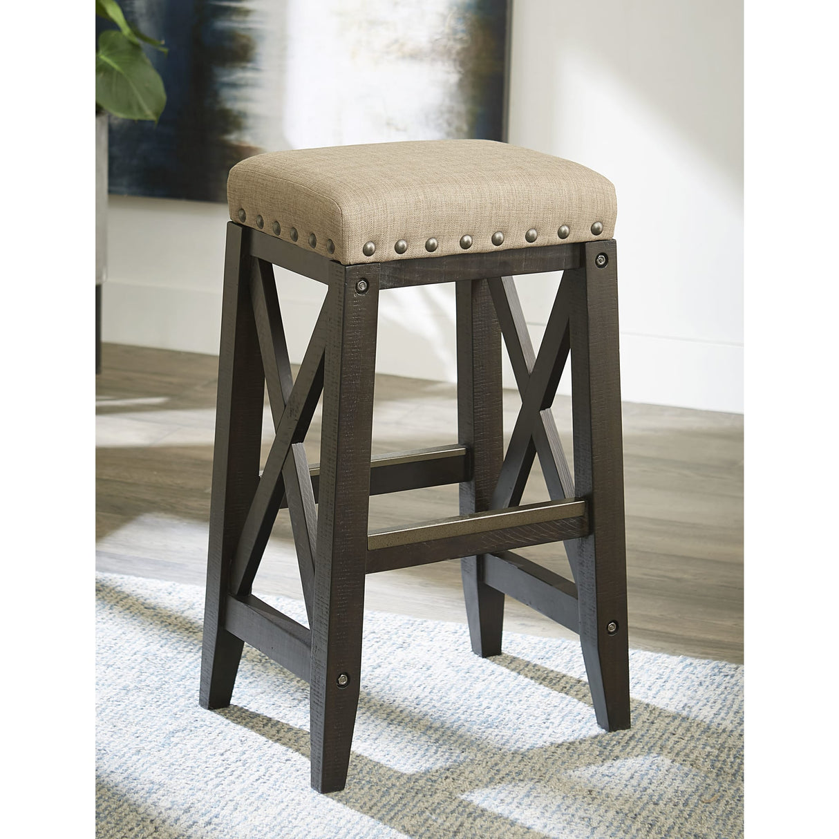 Yosemite Solid Wood Upholstered Bar Stool in Cafe