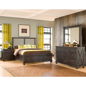 Yosemite Upholstered Wood Panel Bed in Cafe